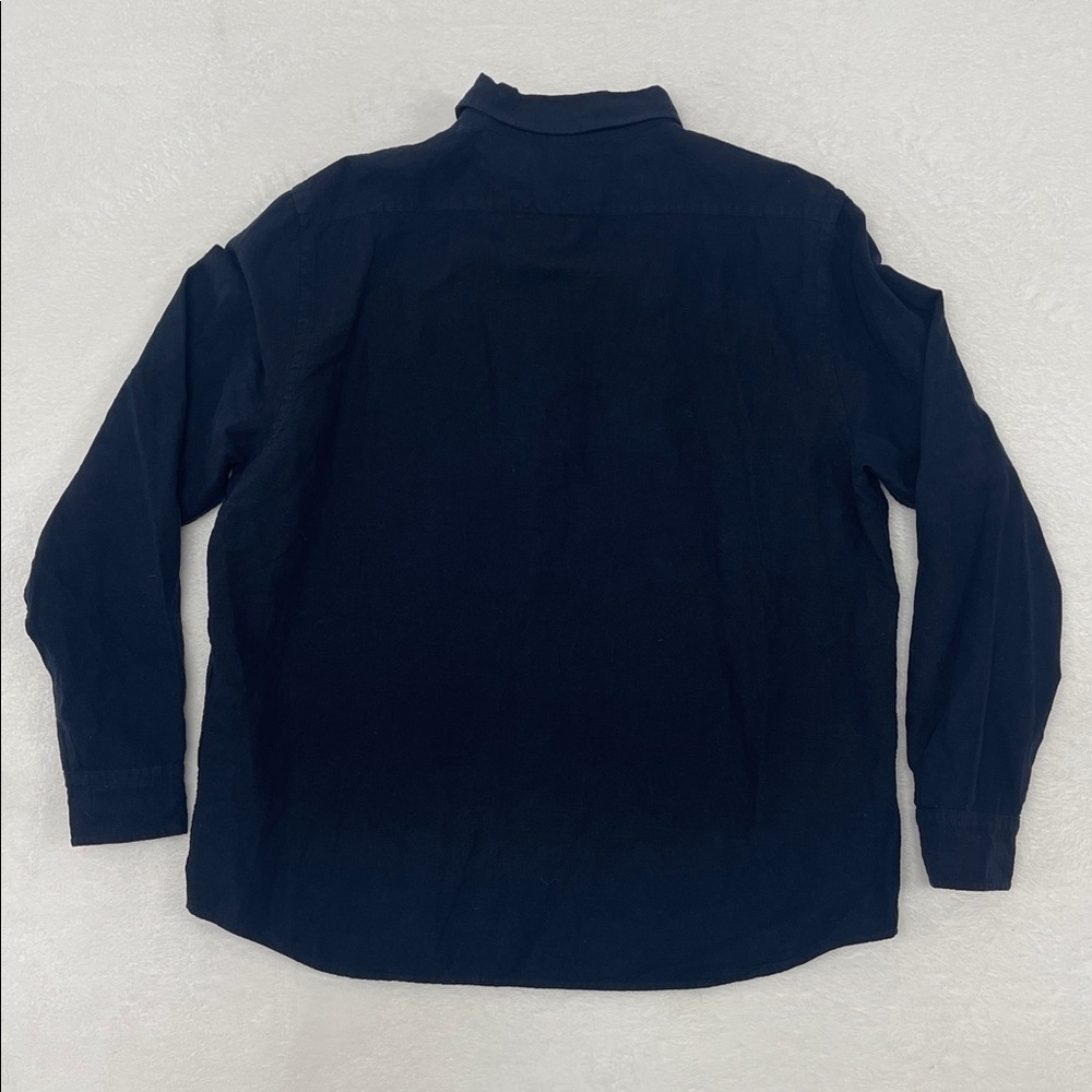 Banana Republic Untucked Fit Linen Long Sleeve Button Shirt Navy Blue Sz XL - Picture 4 of 6